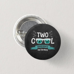 Two Cool Boys Chalkboard 2nd Birthday 3 Cm Round Badge