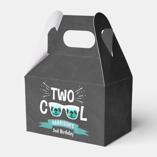 Two Cool Boys Chalkboard 2nd Birthday Favour Box (Front Side)