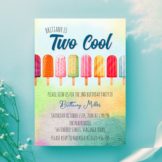 Two Cool Cute Popsicles Second Birthday  Invitation (Creator Uploaded)