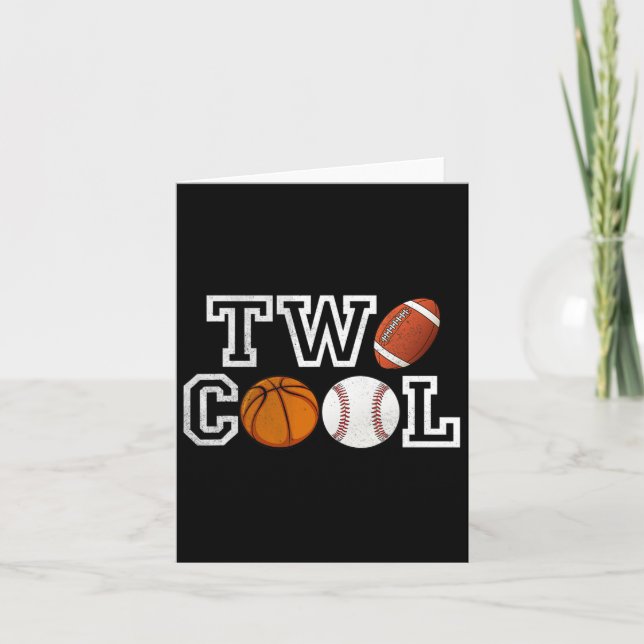 Two Cool For Toddler Birthday Boy Football Basketb Card (Front)