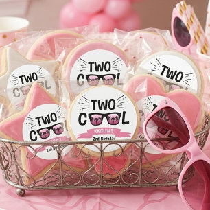 Two Cool Girls 2nd Birthday Classic Round Sticker