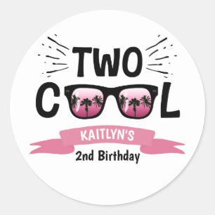 Two Cool Girls 2nd Birthday Classic Round Sticker