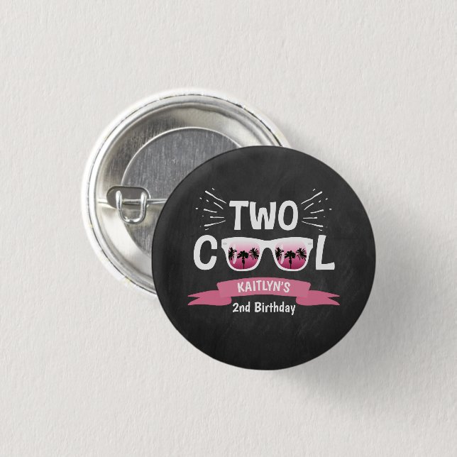 Two Cool Girls Chalkboard 2nd Birthday 3 Cm Round Badge (Front & Back)