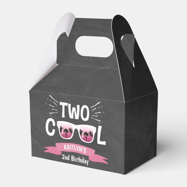 Two Cool Girls Chalkboard 2nd Birthday Favour Box (Front Side)