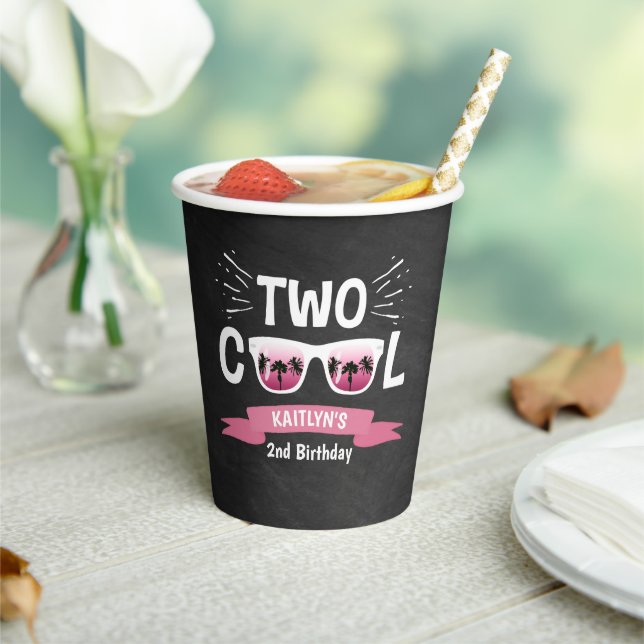 Two Cool Girls Chalkboard 2nd Birthday Paper Cups (Insitu)