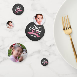 Two Cool Girls Chalkboard 2nd Birthday Party Photo Confetti