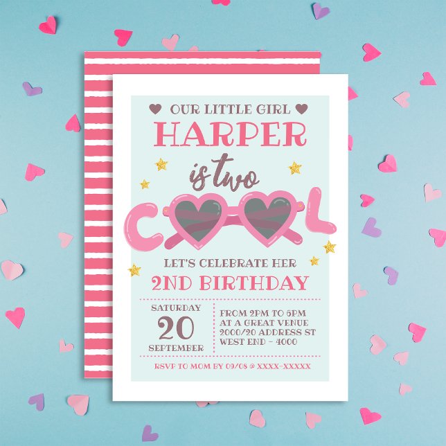 Two Cool Girls Second Birthday Party Invitation (Creator Uploaded)
