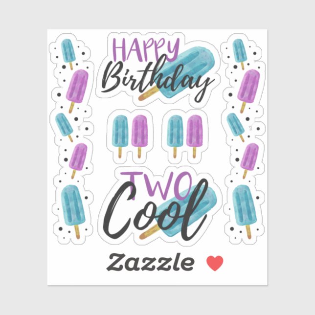 TWO COOL Kid's 2nd Birthday Ice Pop Scrapbook Page (Sheet)