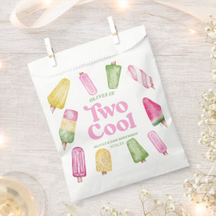 Two Cool Pink Retro Popsicle 2nd Birthday Party Favour Bag
