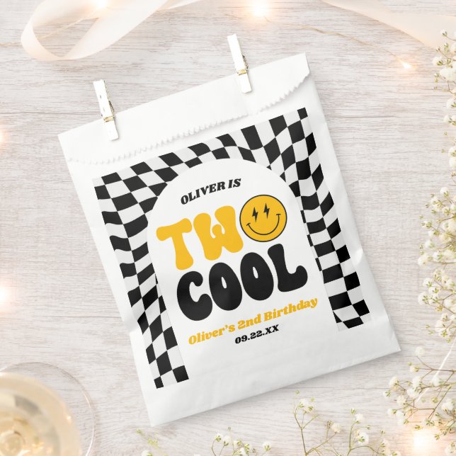 Two Cool Retro Arch Second 2nd Birthday Party Favour Bag (Clipped)