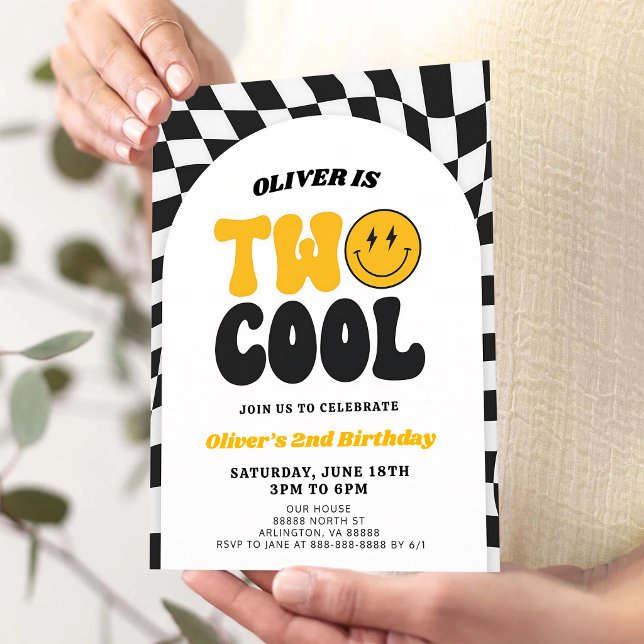 Two Cool Retro Arch Second Birthday Invitation (Creator Uploaded)