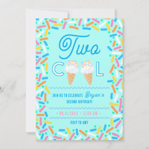 Two Cool Second Birthday Invitation Ice Cream