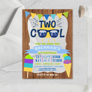 Two Cool Summer Vibes 2nd Birthday Acrylic Invitations