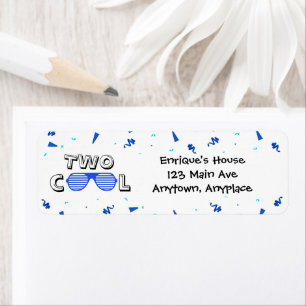 TWO Cool Sunglass 2nd Birthday Party Paper Plates Return Address Label