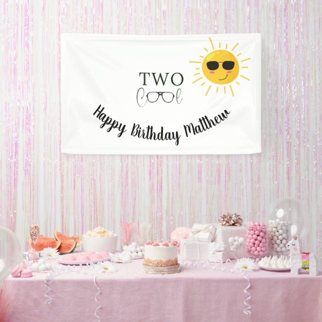 Two Cool Sunglass 2nd Birthday simple Banner (Party)