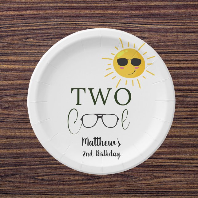 Two Cool Sunglass 2nd Birthday simple Paper Plate (Creator Uploaded)