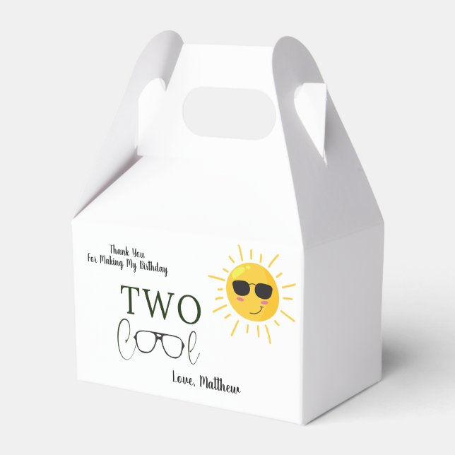 Two Cool Sunglass 2nd Birthday  sun Favour Box (Front Side)
