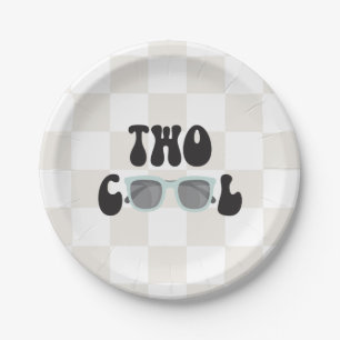 Two Cool Sunglasses and Chequered 2nd Birthday Paper Plate
