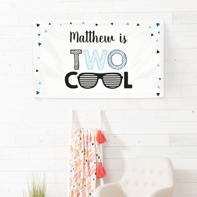 Two Cool Sunglasses Boy Birthday Banner (Insitu)