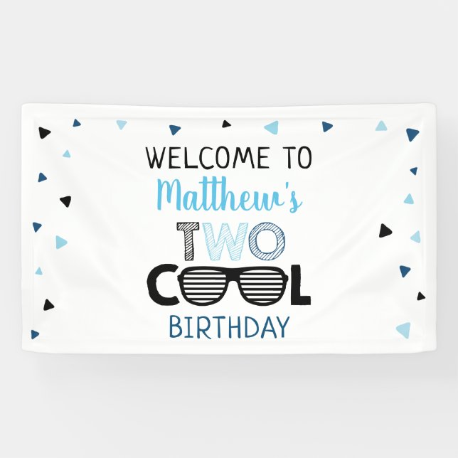 Two Cool Sunglasses Boy Birthday Banner (Horizontal)