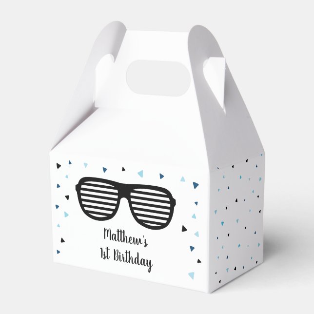 Two Cool Sunglasses Boy Birthday Favour Box (Front Side)