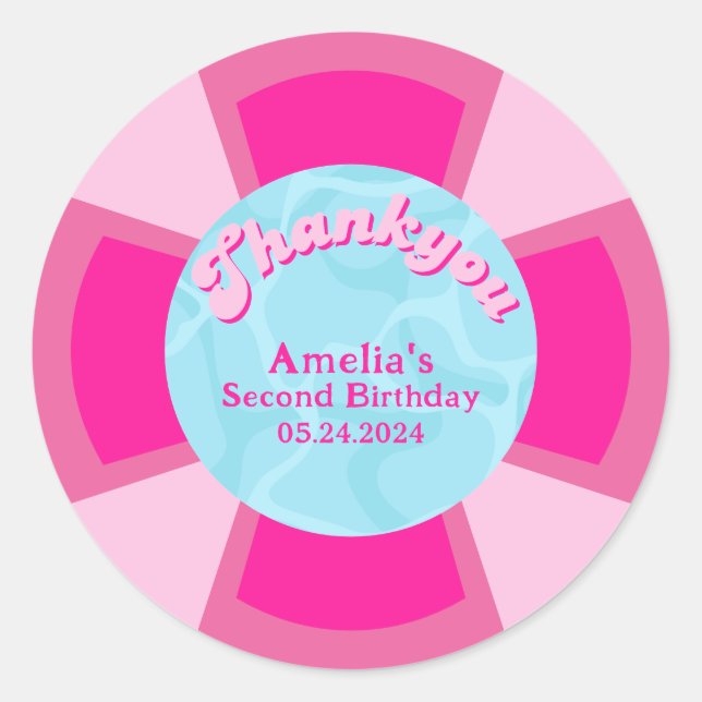 Two cool tropical pool summer Birthday Classic Round Sticker (Front)