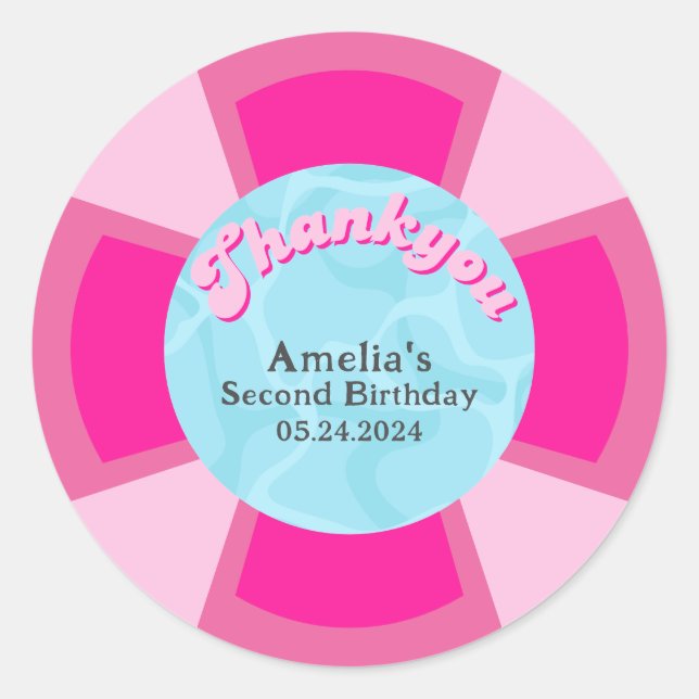 Two cool tropical pool summer Birthday Classic Round Sticker (Front)