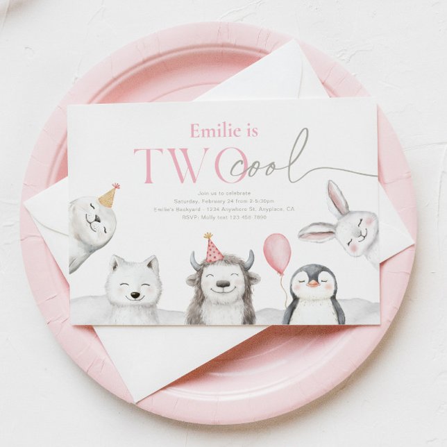 Two Cool Winter Animals Birthday Invitation (Creator Uploaded)