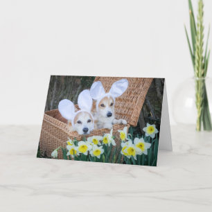 Two Corgis in a Basket Easter greeting card