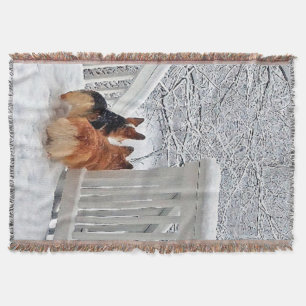 Two Corgis in the Snow Throw Blanket