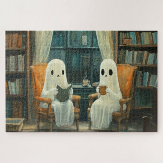 Two Cosy Ghosts Reading in a Library Jigsaw Puzzle