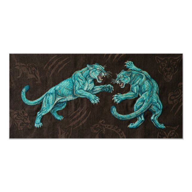 Two cougars with subtle, abstract patterns  photo print (Front)