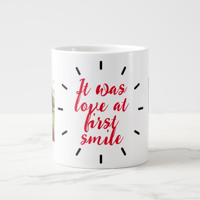 two couple Photo Love at First smile valentine Large Coffee Mug (Front)