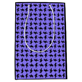 Two Cowboys on Horseback Silhouettes - Periwinkle Medium Gift Bag