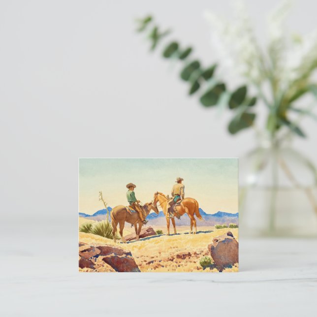 Two Cowboys on Horses by Maynard Dixon Card (Standing Front)