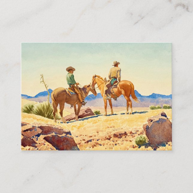 Two Cowboys on Horses by Maynard Dixon Enclosure Card (Front)