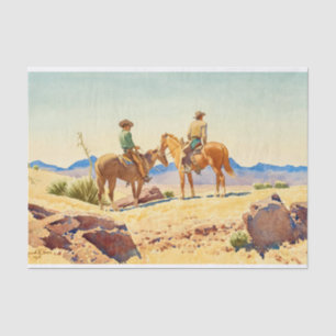 Two Cowboys on Horses by Maynard Dixon Tissue Paper