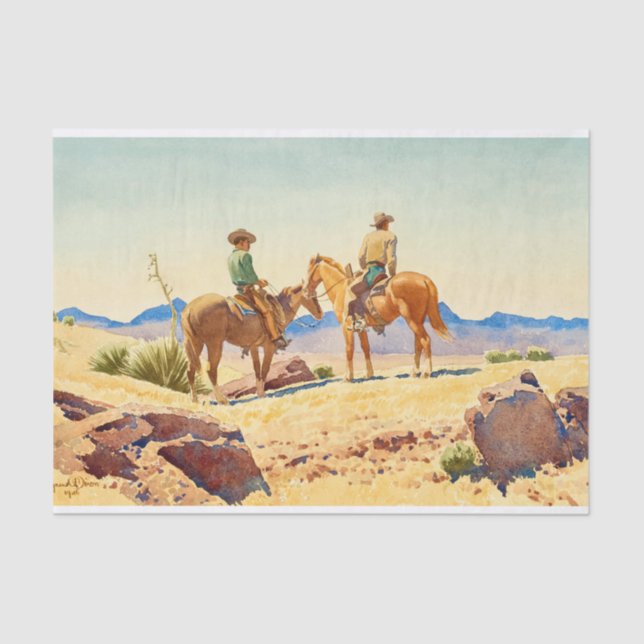 Two Cowboys on Horses by Maynard Dixon Tissue Paper (Front)