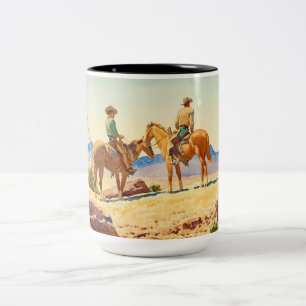 Two Cowboys on Horses by Maynard Dixon Two-Tone Coffee Mug