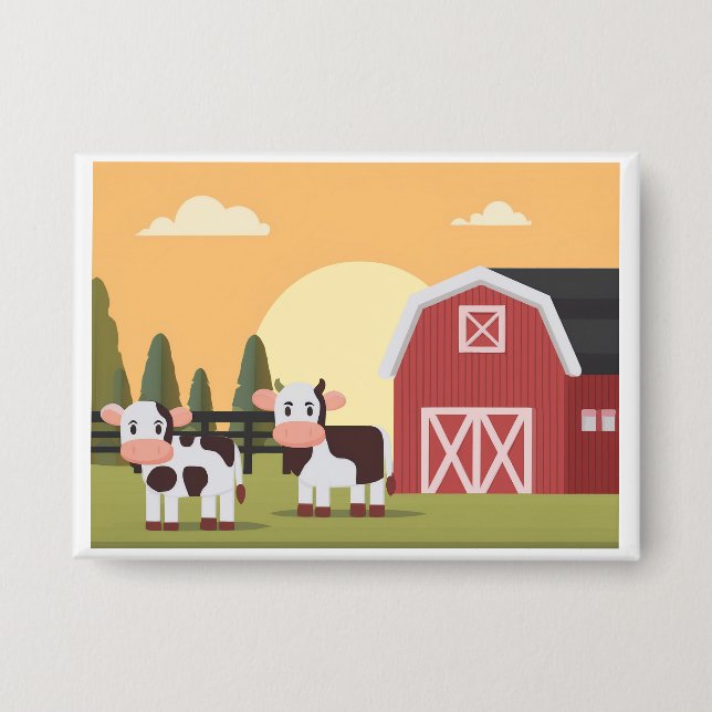 Two Cows and a Red Barn at Sunrise (Front)