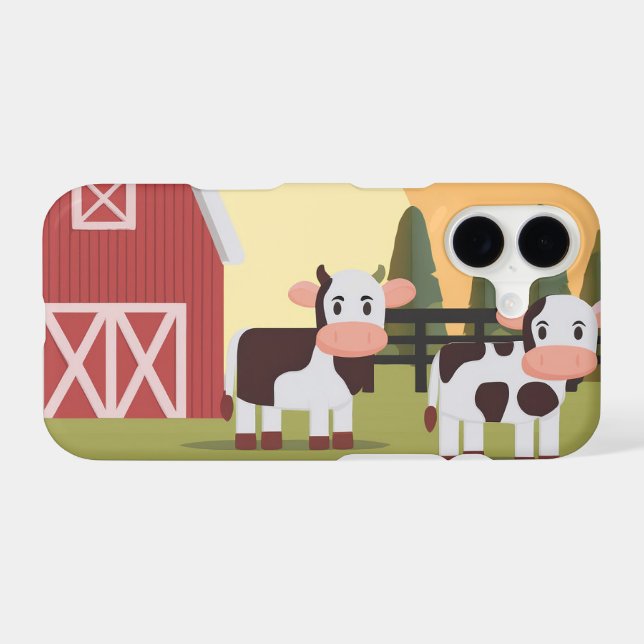 Two Cows and a Red Barn at Sunrise (Back Horizontal)