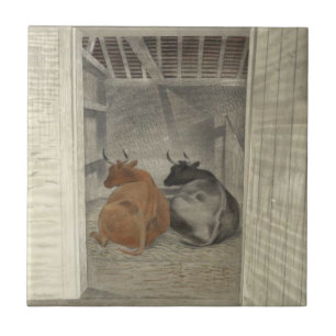 Two Cows in a Stable (by Eric Ravilious) Ceramic Tile
