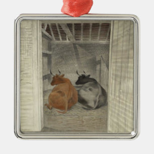 Two Cows in a Stable (by Eric Ravilious) Metal Ornament