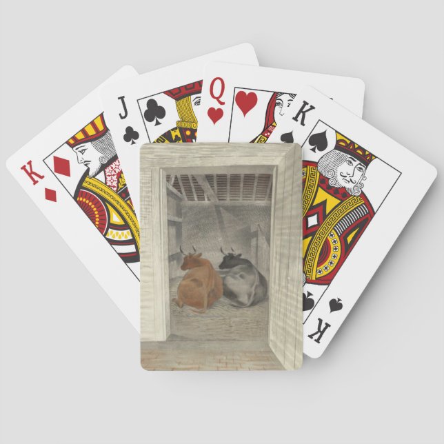 Two Cows in a Stable (by Eric Ravilious) Playing Cards (Back)