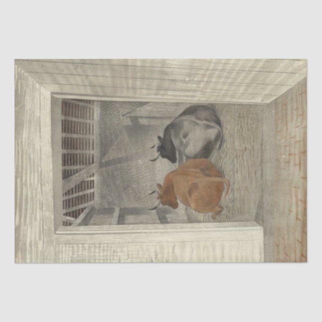 Two Cows in a Stable (by Eric Ravilious) Tissue Paper (Front)