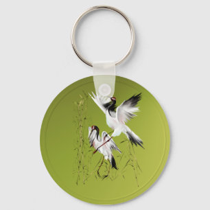 Two Cranes In Bamboo-Keychains Key Ring