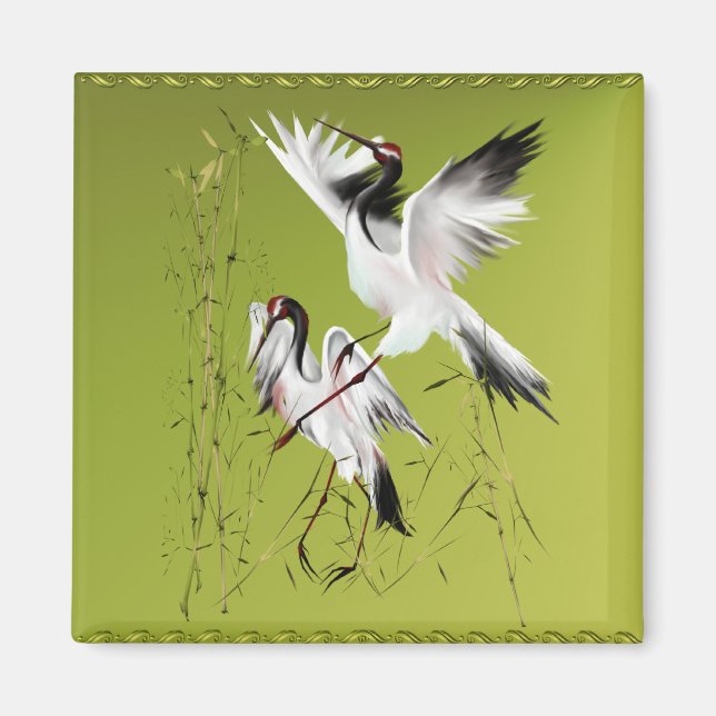 Two Cranes In Bamboo_Magnets Magnet (Front)