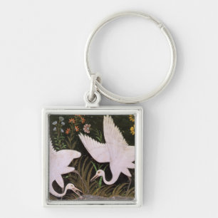 Two Cranes on the Edge of a Pond Key Ring