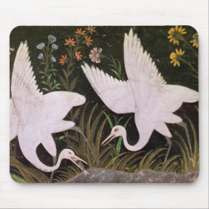 Two Cranes on the Edge of a Pond Mouse Pad