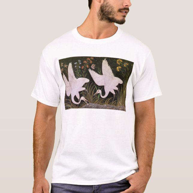 Two Cranes on the Edge of a Pond T-Shirt (Front)